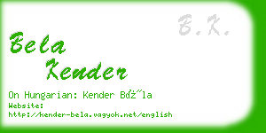 bela kender business card